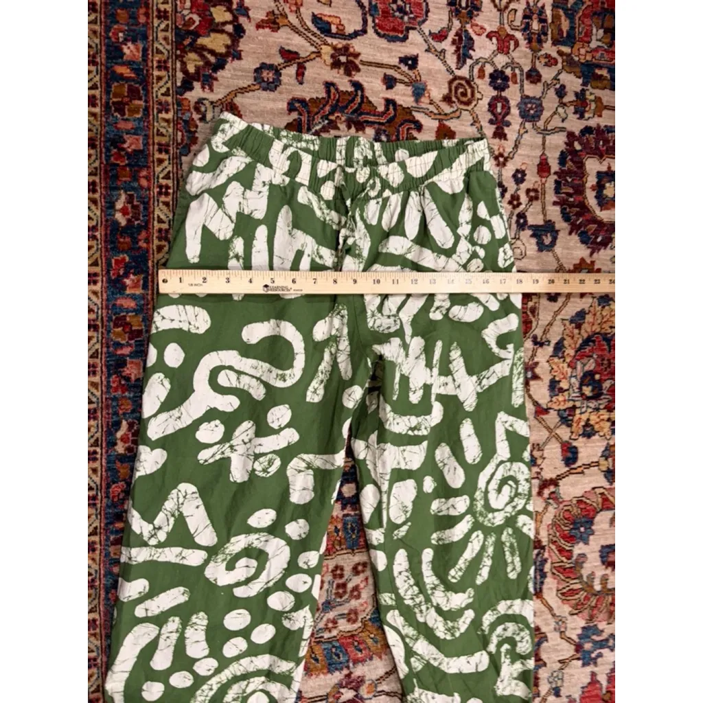 Haute Hippie Style Green Linen Blend Printed Jogger Pants M Boho Resort - Image 3