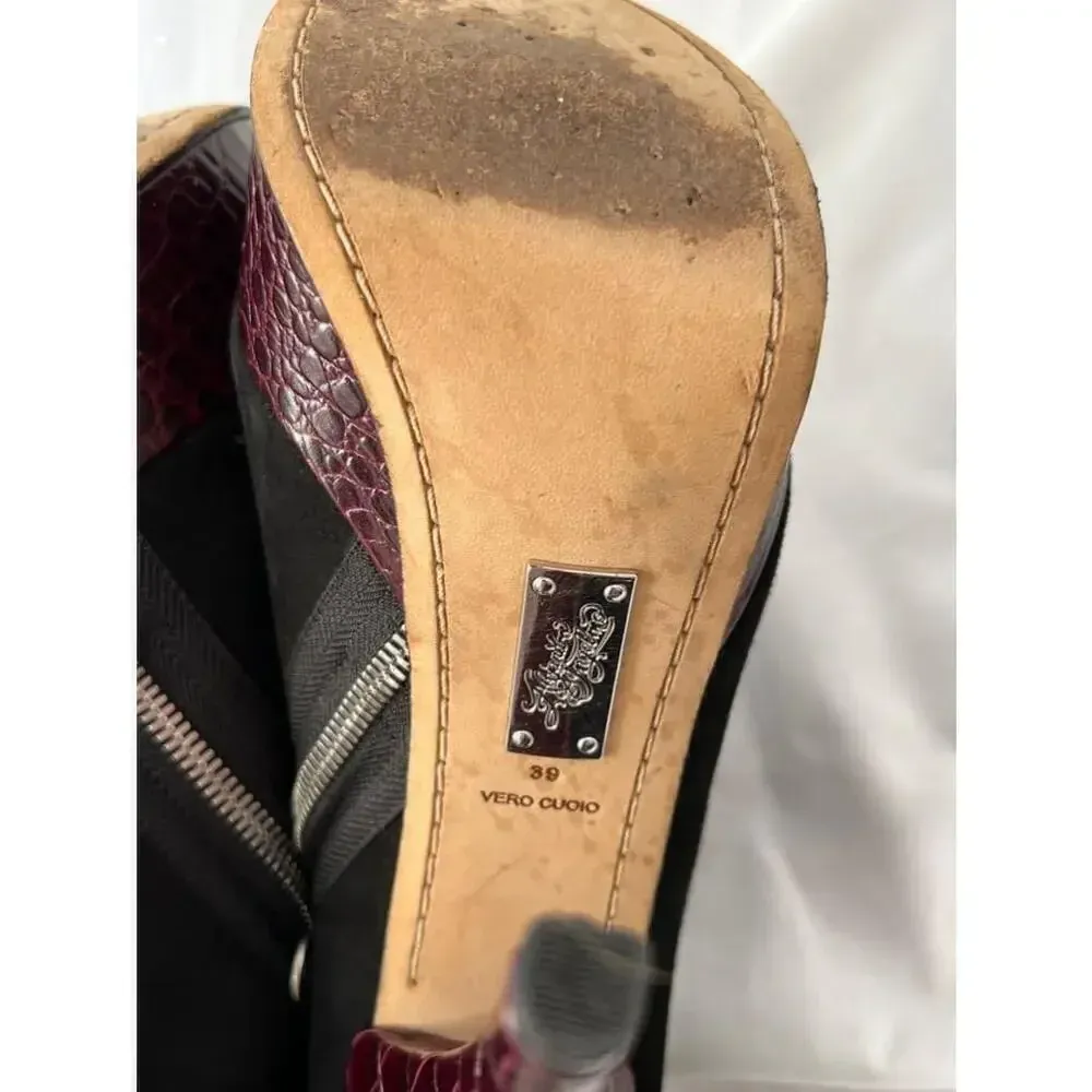 Alejandro ingelmo Black Suede Purple Platform‎ Bootie heels Size 39 - Image 5