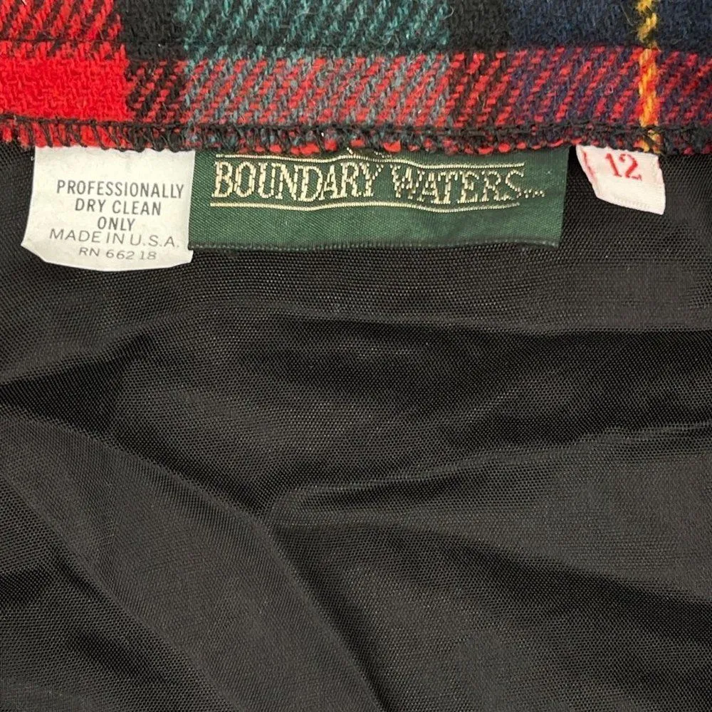 Vintage Boundary Waters Plaid Wool Pleated Midi Skirt 12 - Image 21