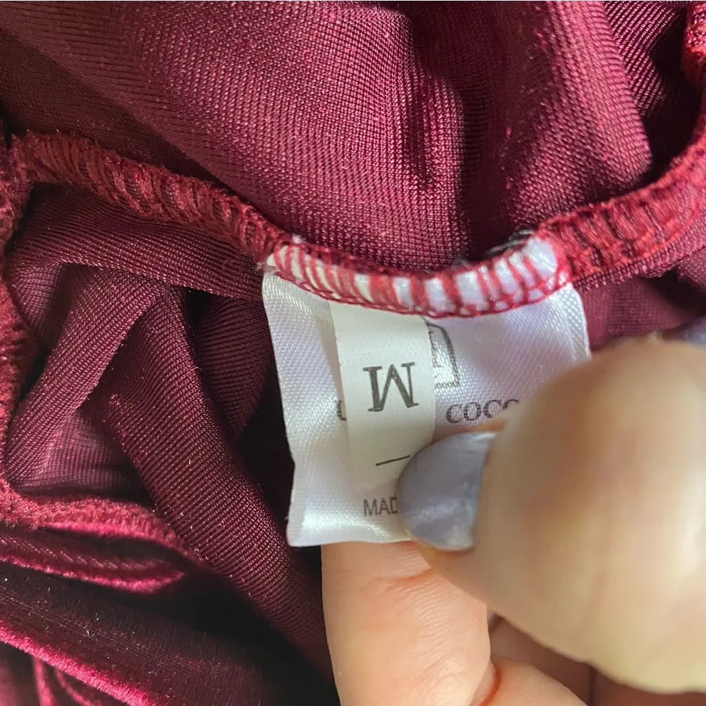 Urban Coco Medium Burgundy Red Velvet Mini Skirt Skater A Line Flare - Image 4