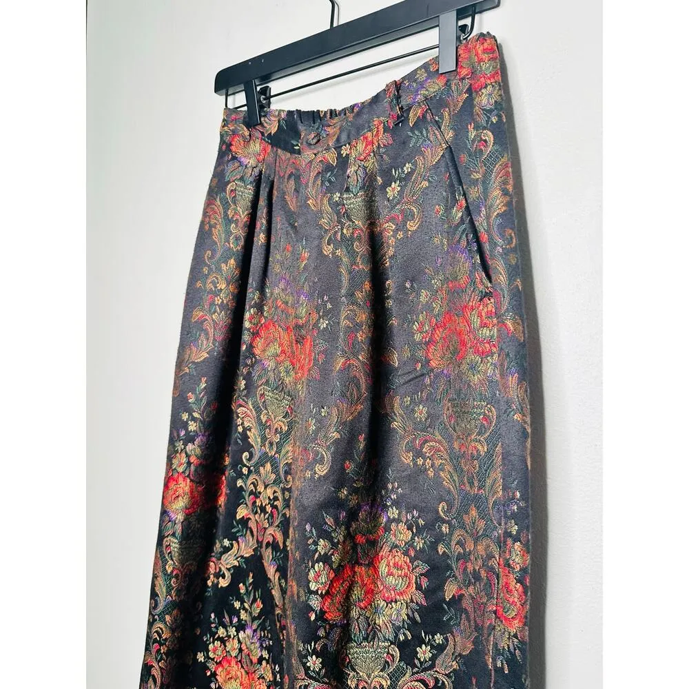 Vintage ANNE PINKERTON Floral Blazer Oversized Pants Set 90s Retro Size 12 Black - Image 10