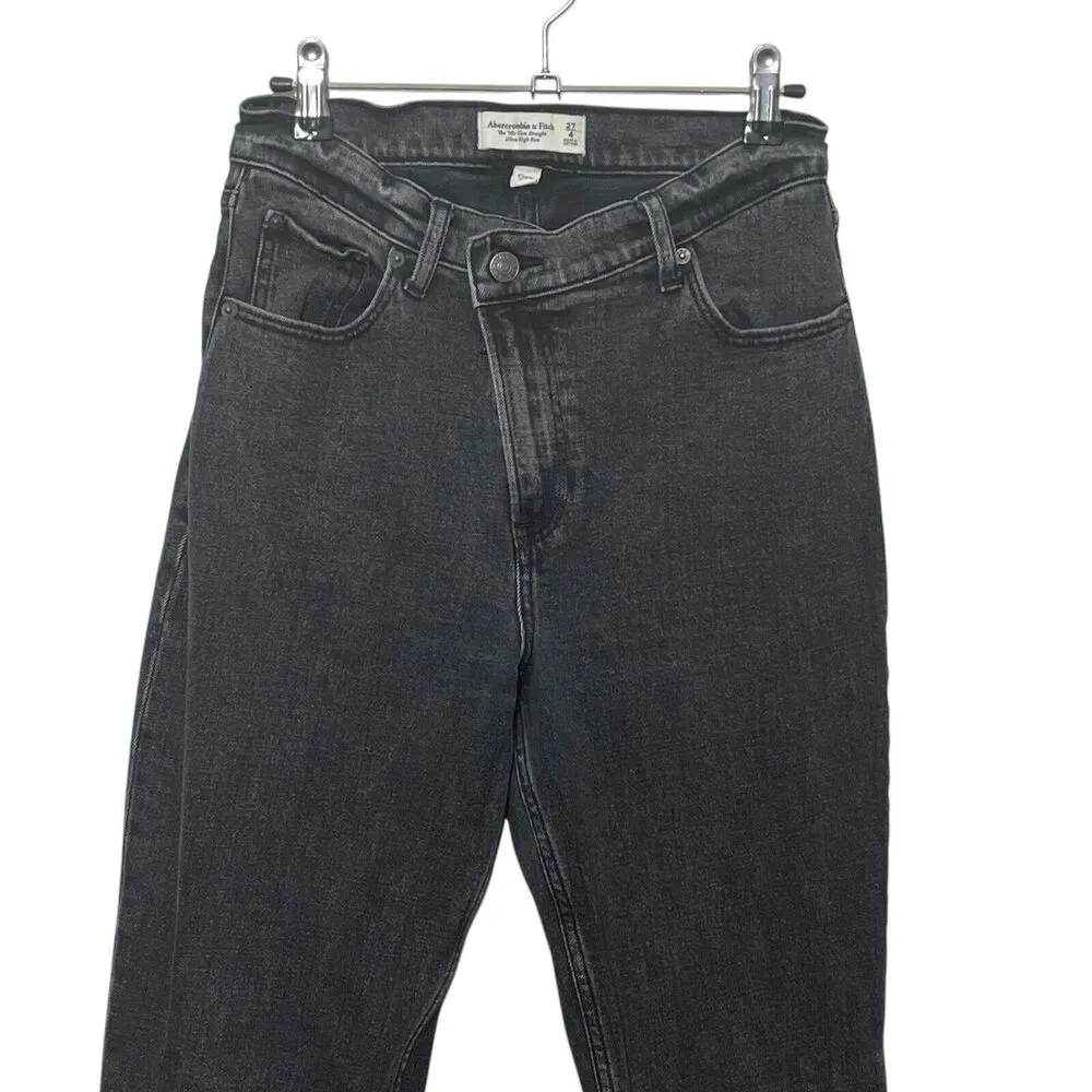 Abercrombie & Fitch 90s Slim Straight Ultra High Rise Jeans Criss Cross Size 27 - Image 2