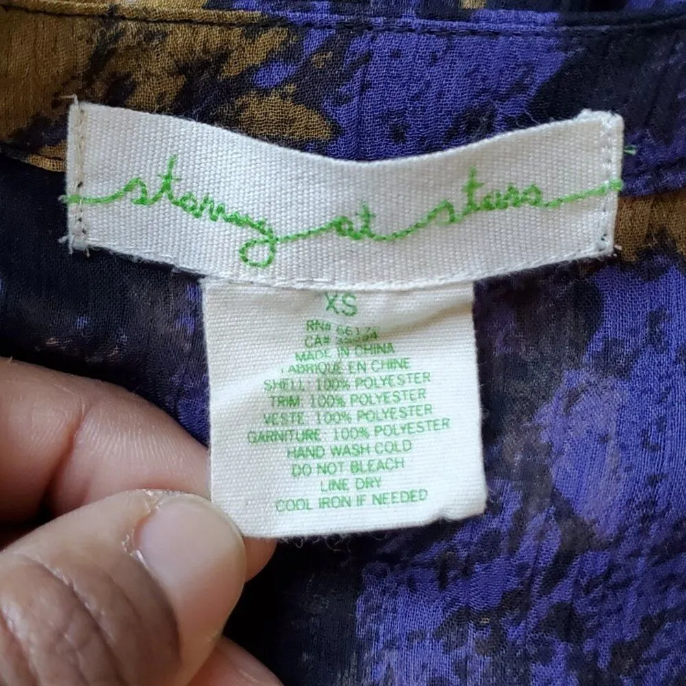 Staring At Stars Sheer Pullover Floral Print Top XS - Image 6