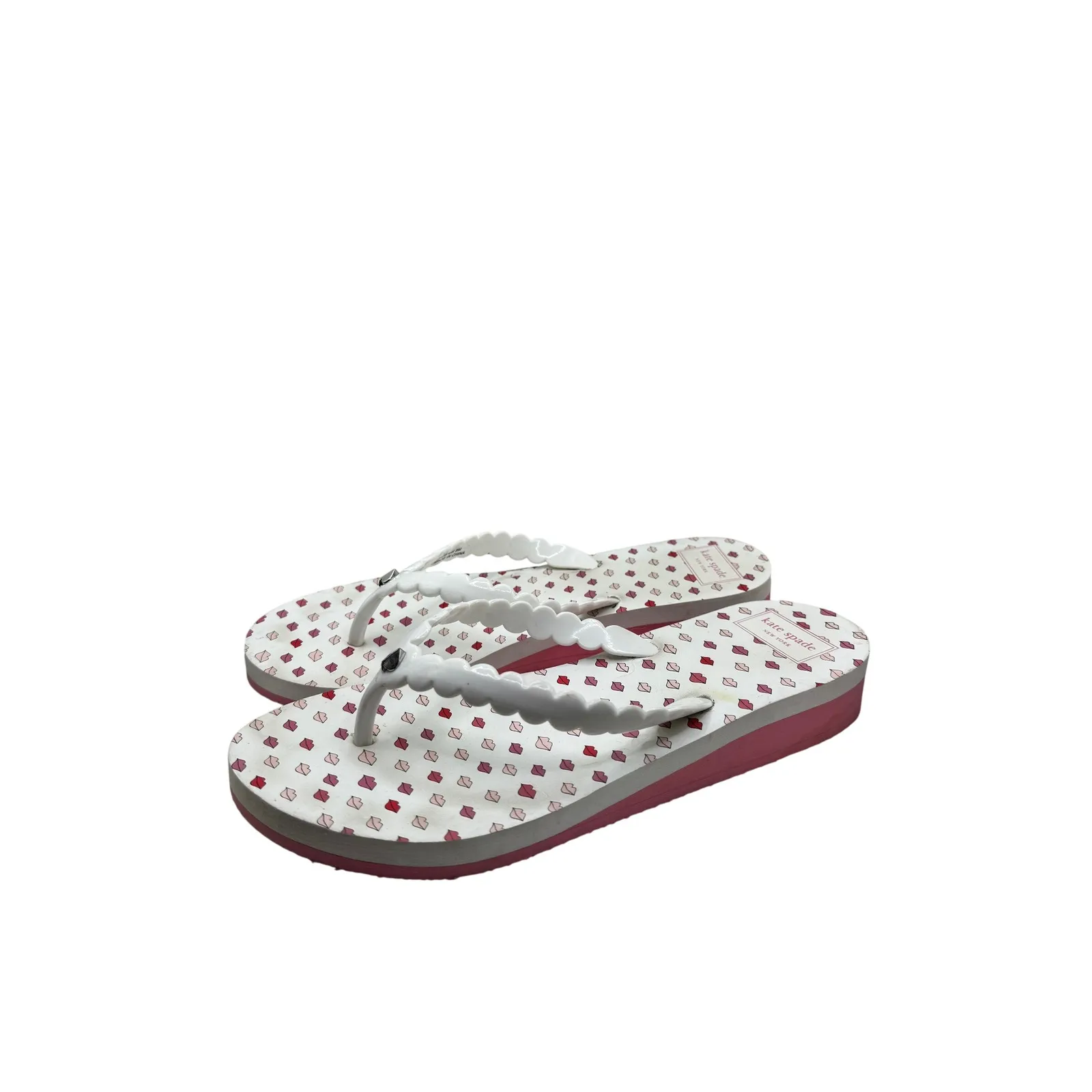 Kate Spade Women White Pink Lips Flip Flop Sandals Platform Size 8 - Image 2