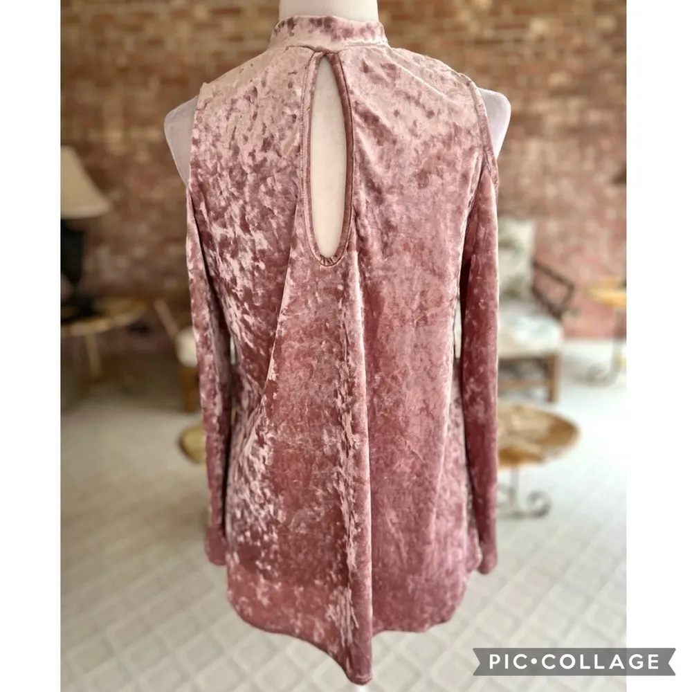 Lime n Chili Top Mauve Pink Velvet Cold Shoulder Cutout 6 Party Date Glam Chic - Image 9