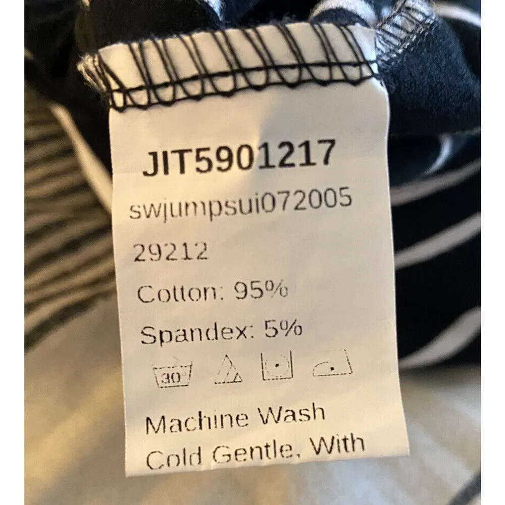 Shein Black White Striped Romper Keyhole Back Medium - Image 7