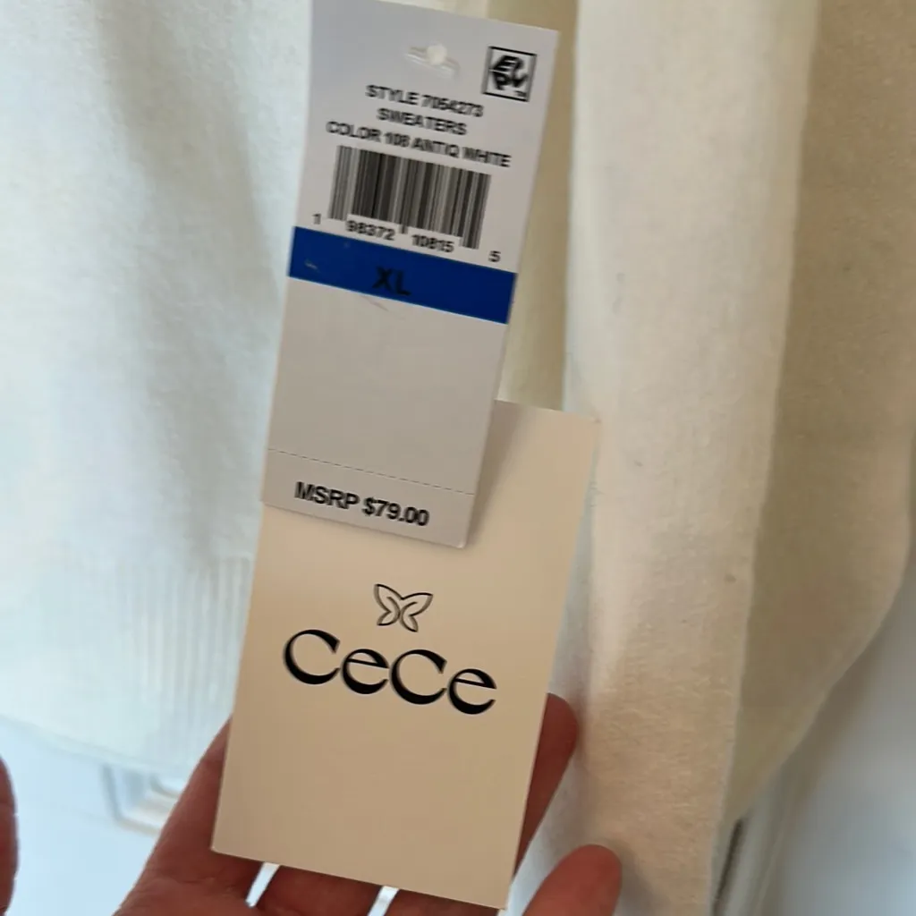 Cece Off White Sweater‎ Black Bow size XL NWT - Image 2
