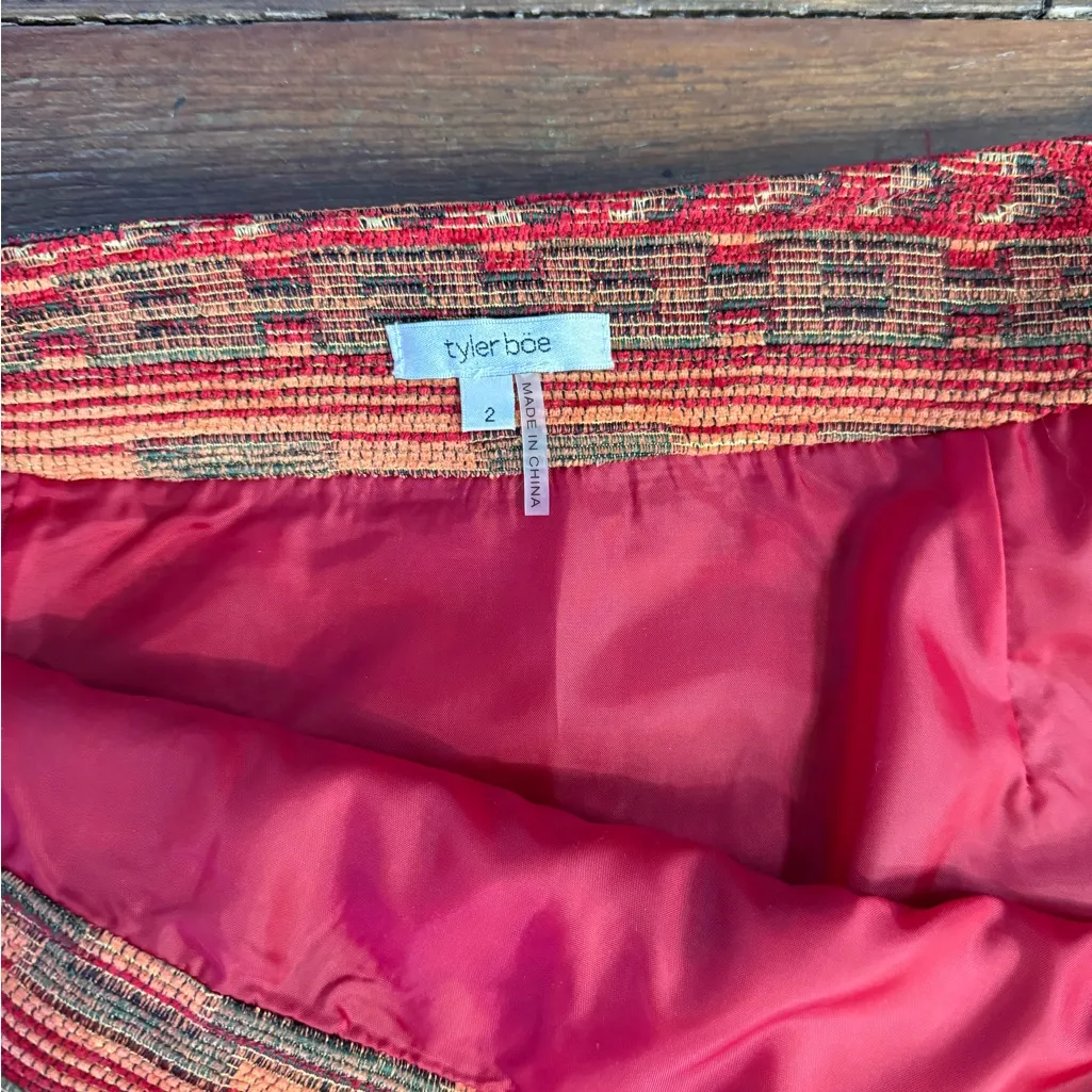 Tyler Boe Tapestry Style Woven Textured Mini Skirt ~ Size 2 💚🍄 Red - Image 6