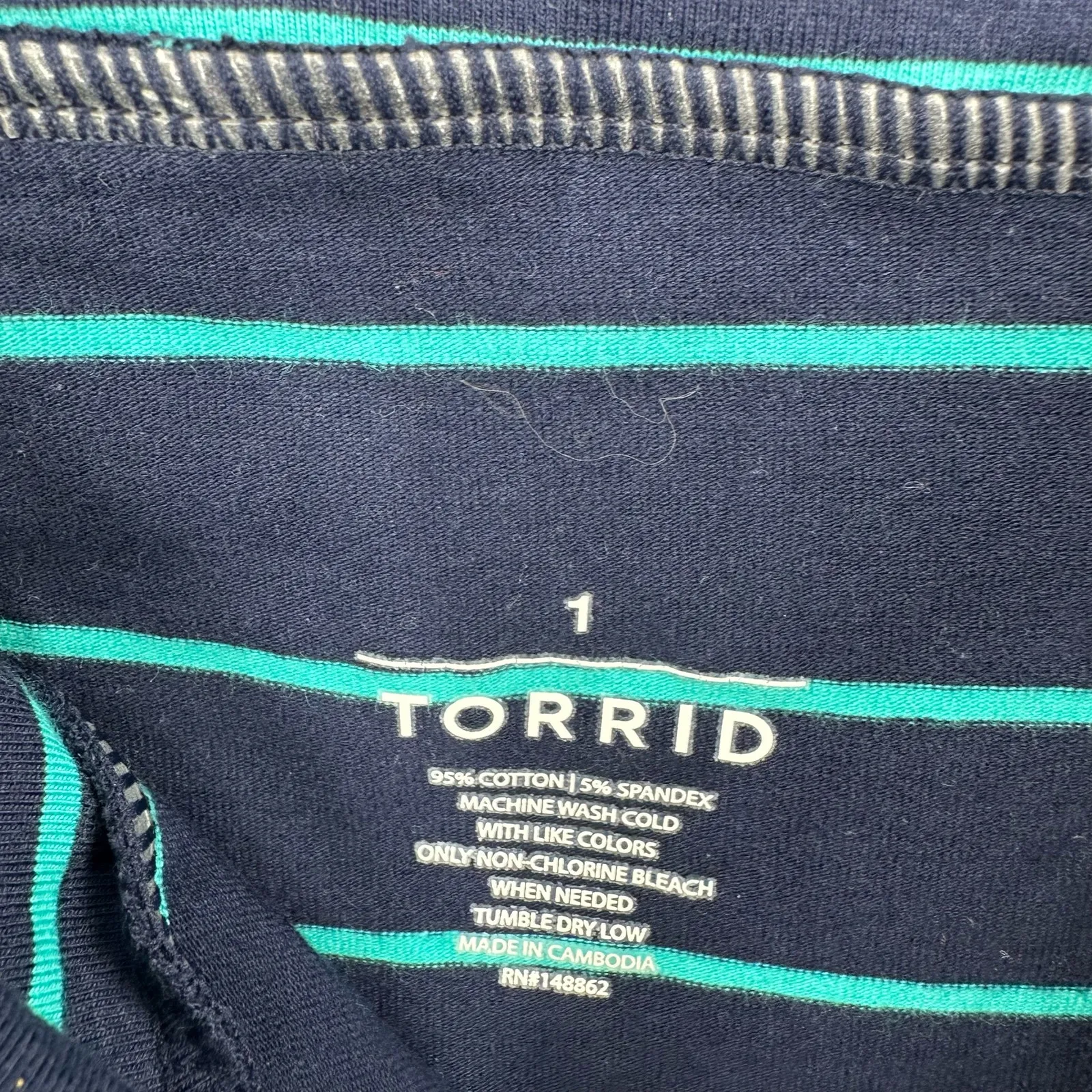 Torrid Size 1 XL Mini Skirt Navy‎ Blue Stripe Wide Band Stretch Preppy Plus NWT - Image 4