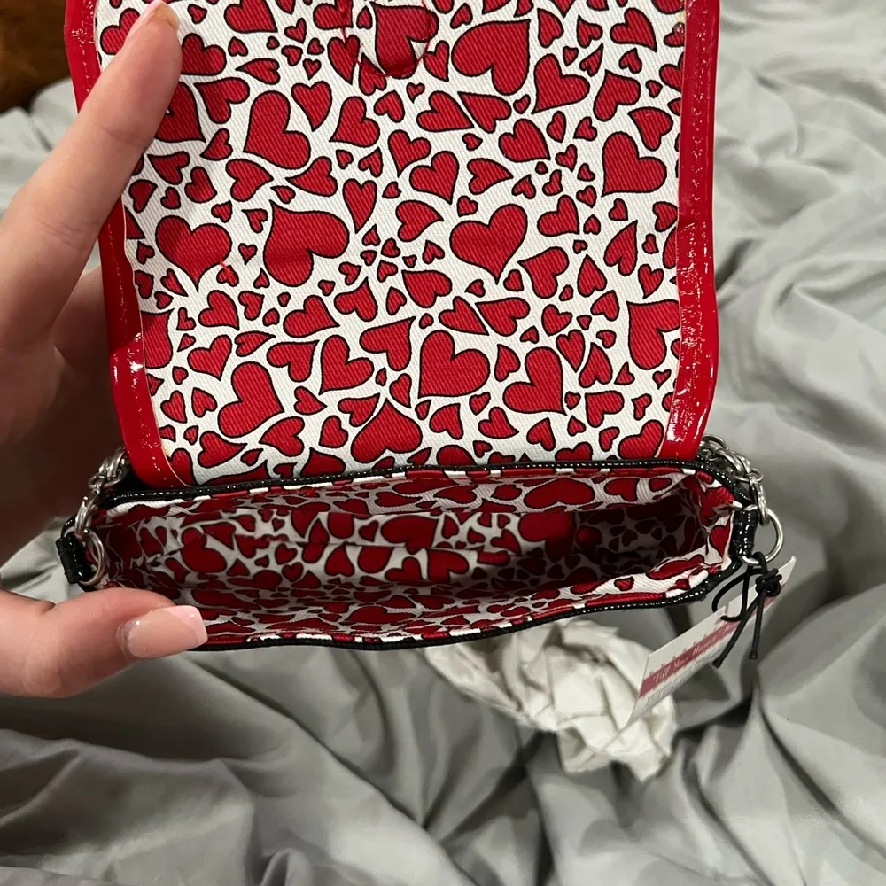 Brighton Red and Cream Clutch with Heart Design - Image 5