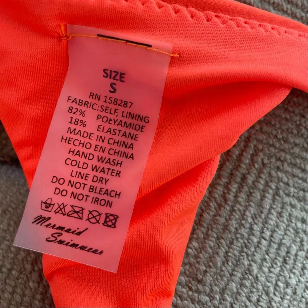 NWOT Mermaid Swimwear Neon Orange Slingshot 1pc Swimsuit S - Image 9