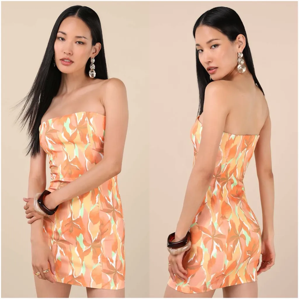 LULU’S Rovena Orange Multi Floral Print Mini Dress - Image 2