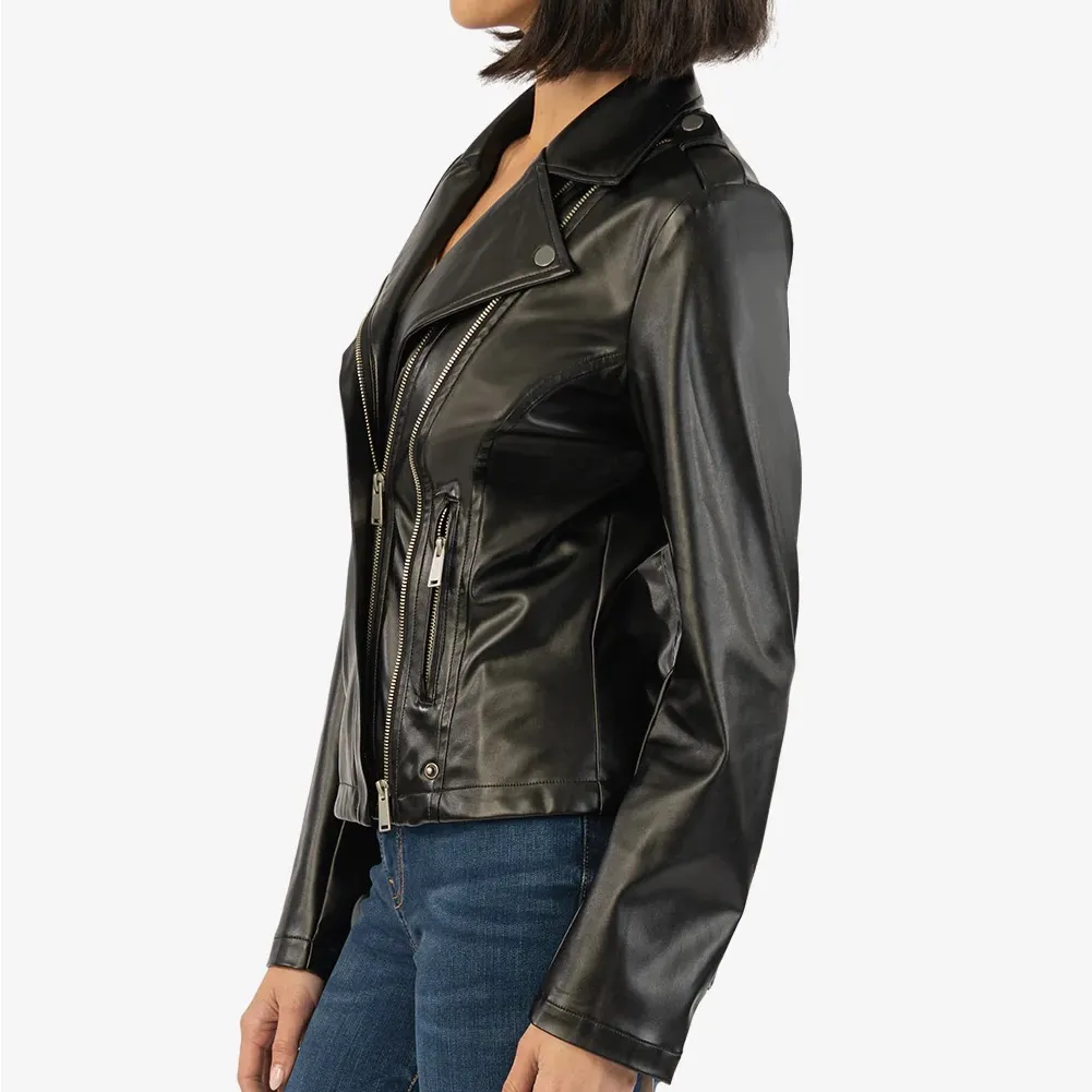 NWT Kut From The Kloth- Maeve Faux Leather Moto Jacket Black - Image 4