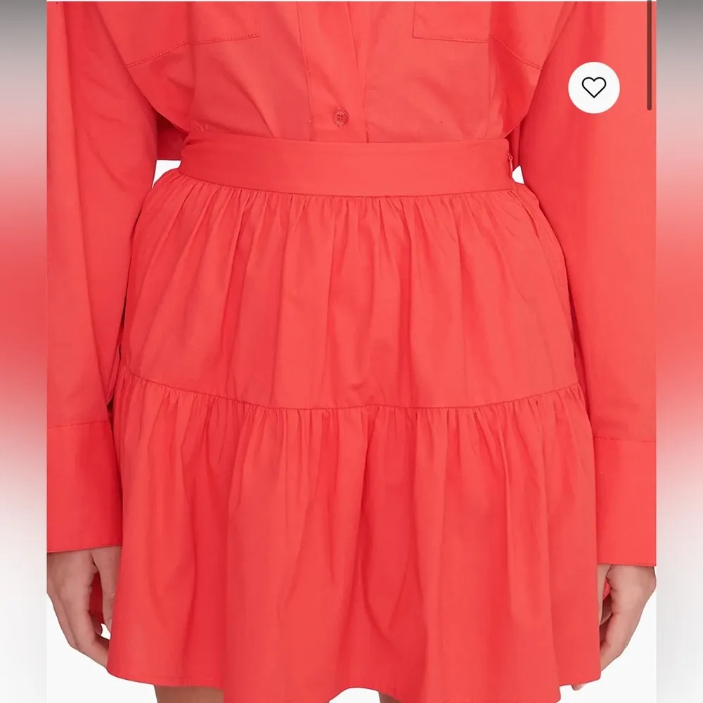 NWT Staud Mini Sea Skirt Hibiscus Pink Cotton Poplin Tiered A-Line Cotton Size 4 - Image 5