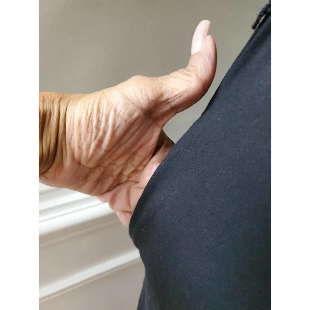 Old Navy Women's Black Solid Cotton Round Neck Short Sleeve Long Maxi Dress XS - Image 5