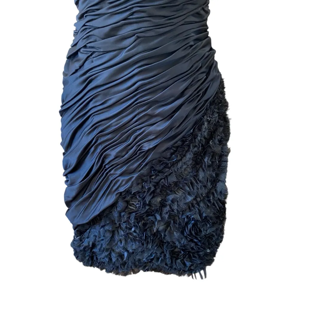 VTG Adrianna Papell Evening Black Ruched Strapless Dress with Ruffle Hem Size 8 - Image 4