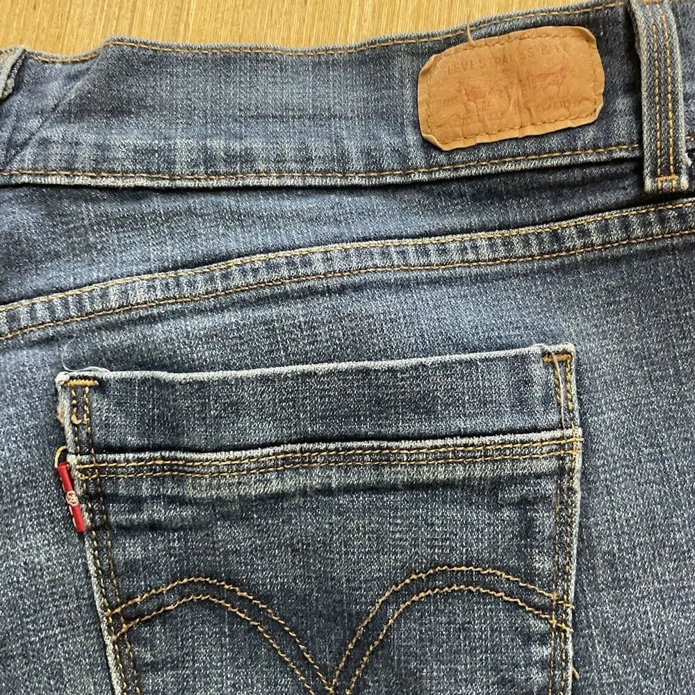 Levi's Strauss Blue Jean Mom Shorts Size 16 Slit Leg Stretch Vintage - Image 3