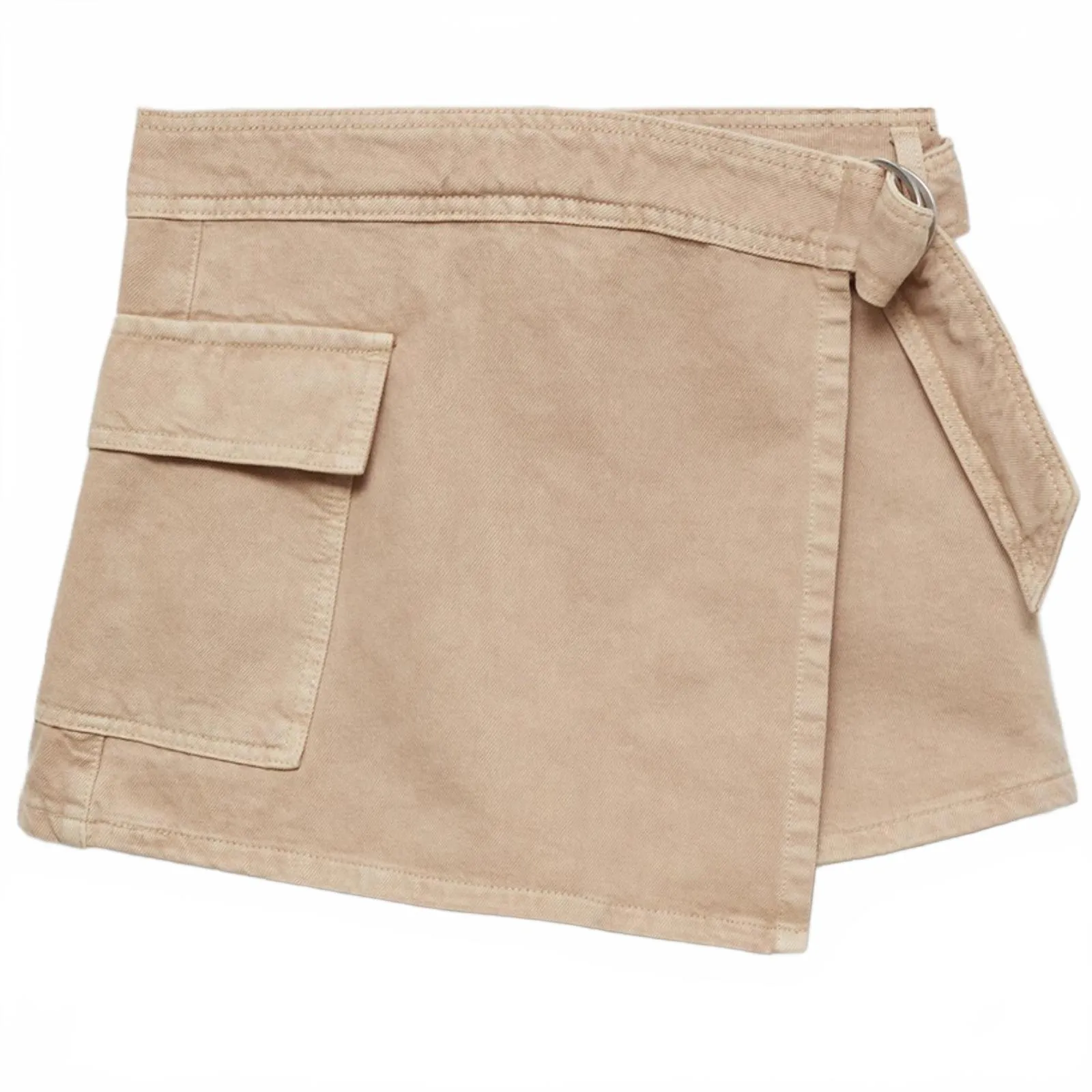 Mango Cotton Denim Skort Ecru Tan NWT Small - Image 3
