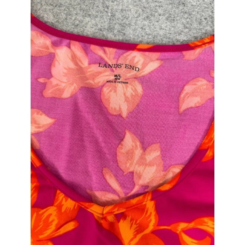 Lands End Swim Coverup Dress Medium/Large Sleeveless Floral Ruffle Stretch - Image 9