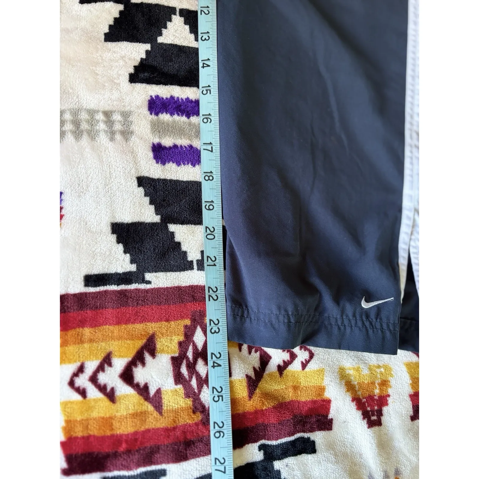 Nike Navy/White Wide Leg Crop Elastic/Tie Waist Size XL Pockets Logo‎ - Image 6