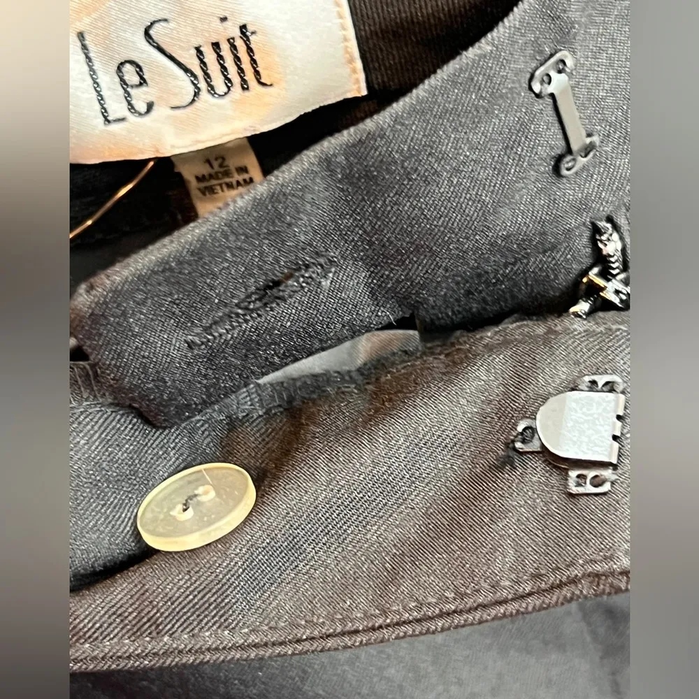 Le Suit Size 12 Black Lined (with Crease) Dress Pants No Pockets No Belt… - Image 4
