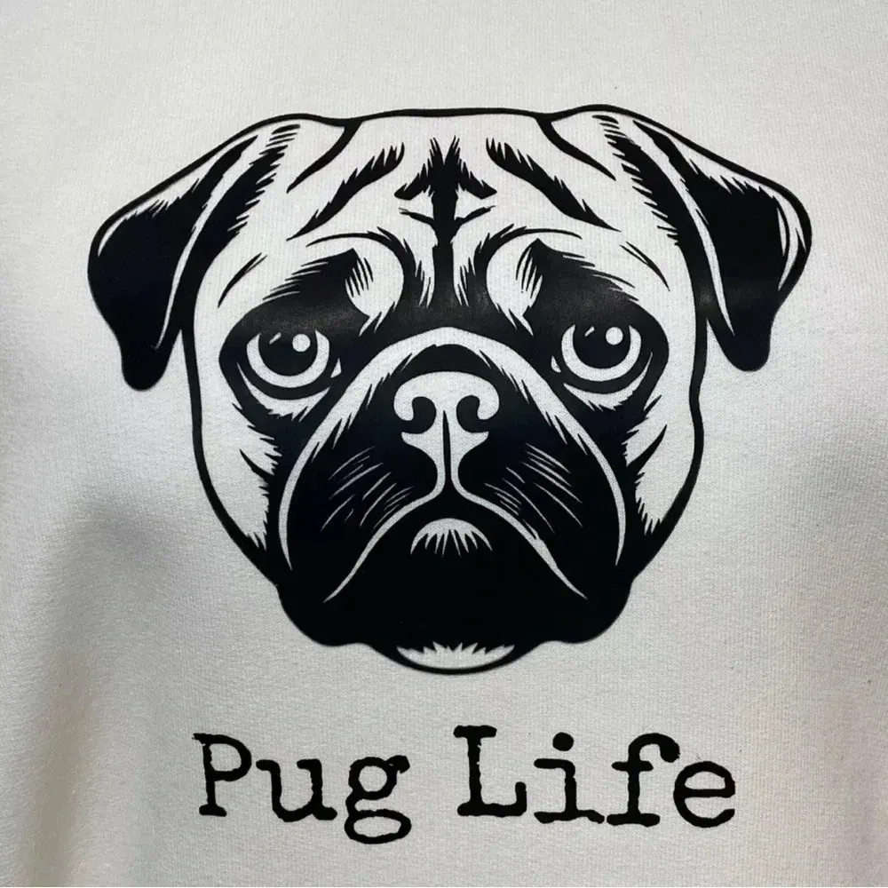 Pug Life Dog Funny Fleece Oversized Sweatshirt Pull Over Crew Neck - Image 4