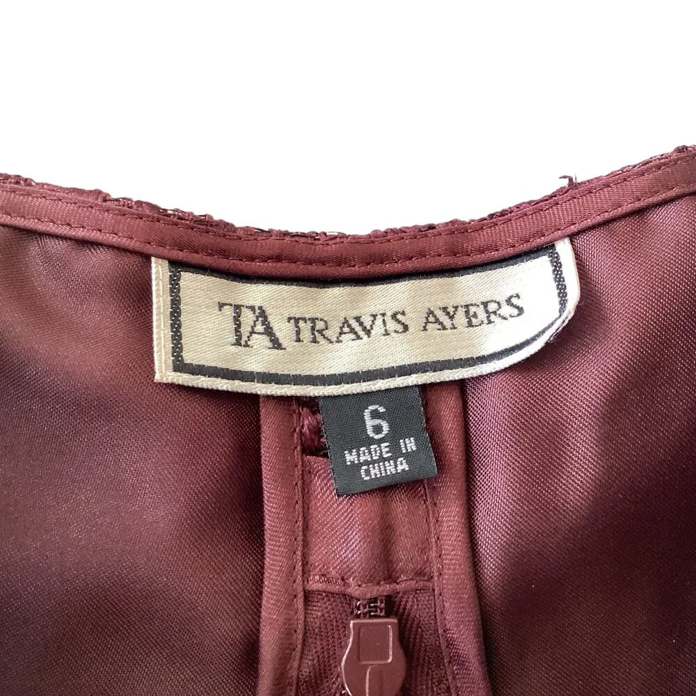 Travis Ayers Wine Red Blazer and Blouse Set Size 6 - Image 10
