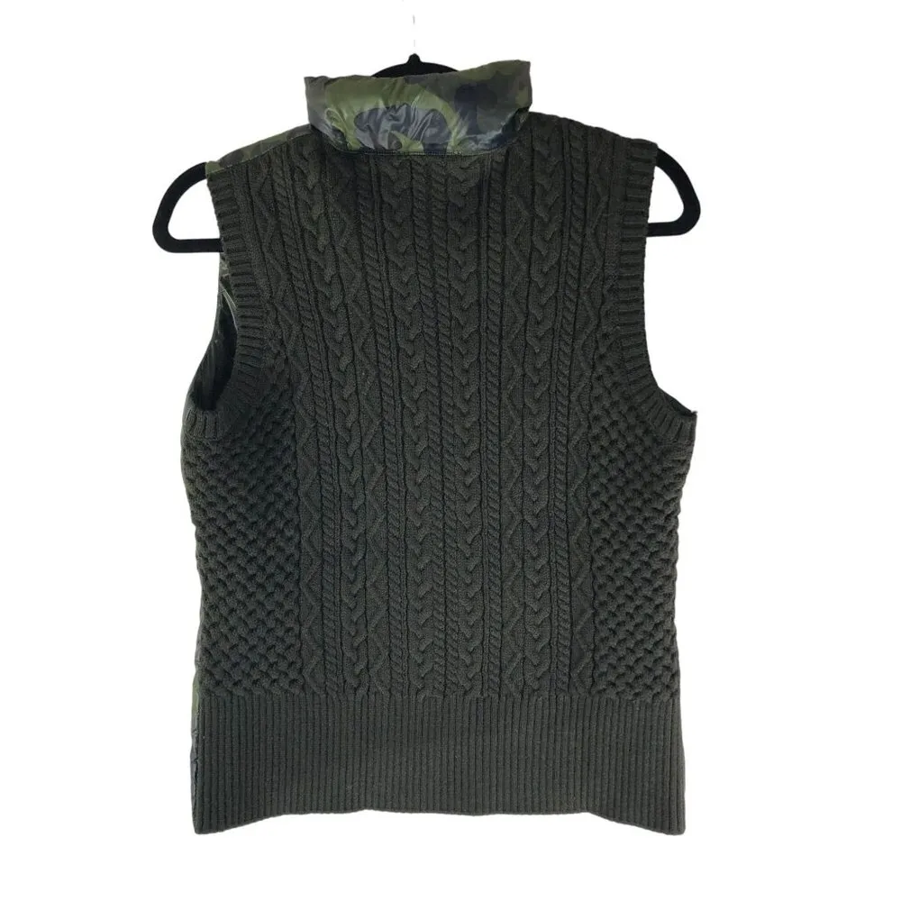 Anatomie Womens Printed Fallon Vest Puffer Knit Back Camo Print Wool Blend L Black Size L - Image 5