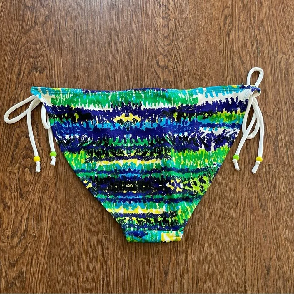XOXO Colorful Abstract Low Rise String Bikini Bottom Size L - Image 6