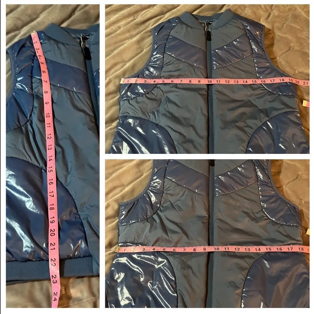 Bernardo  Ecoplume Mixed Media Vest Jacket Blue M - Image 9