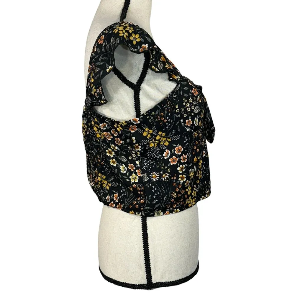 Live to be Spoiled X-Large Crop Top Floral Sleeveless Sweetheart Neck Smocked - Image 3