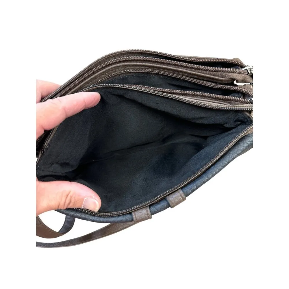 Rosetti Womens Brown Leather Crossbody Bag purse With Adjustable Strap SKU 6882 - Image 11