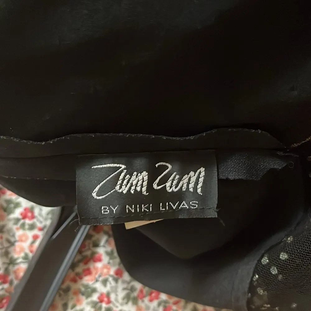 Vintage Zum Zum 90’s Rhinestone Black Mesh Halter Dress Size 6 - Image 5