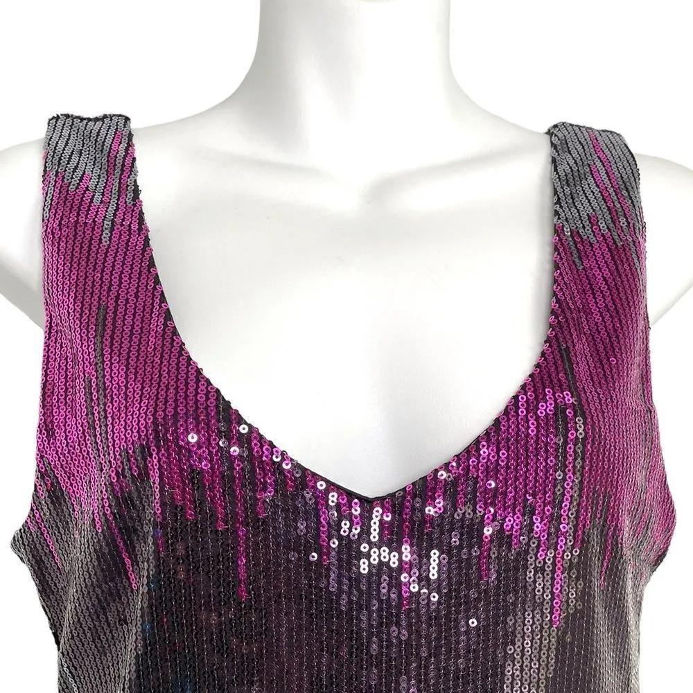 Vintage Y2K Jeweled Tone Sequin Color Block Mini Slip Dress Medium Gold - Image 6