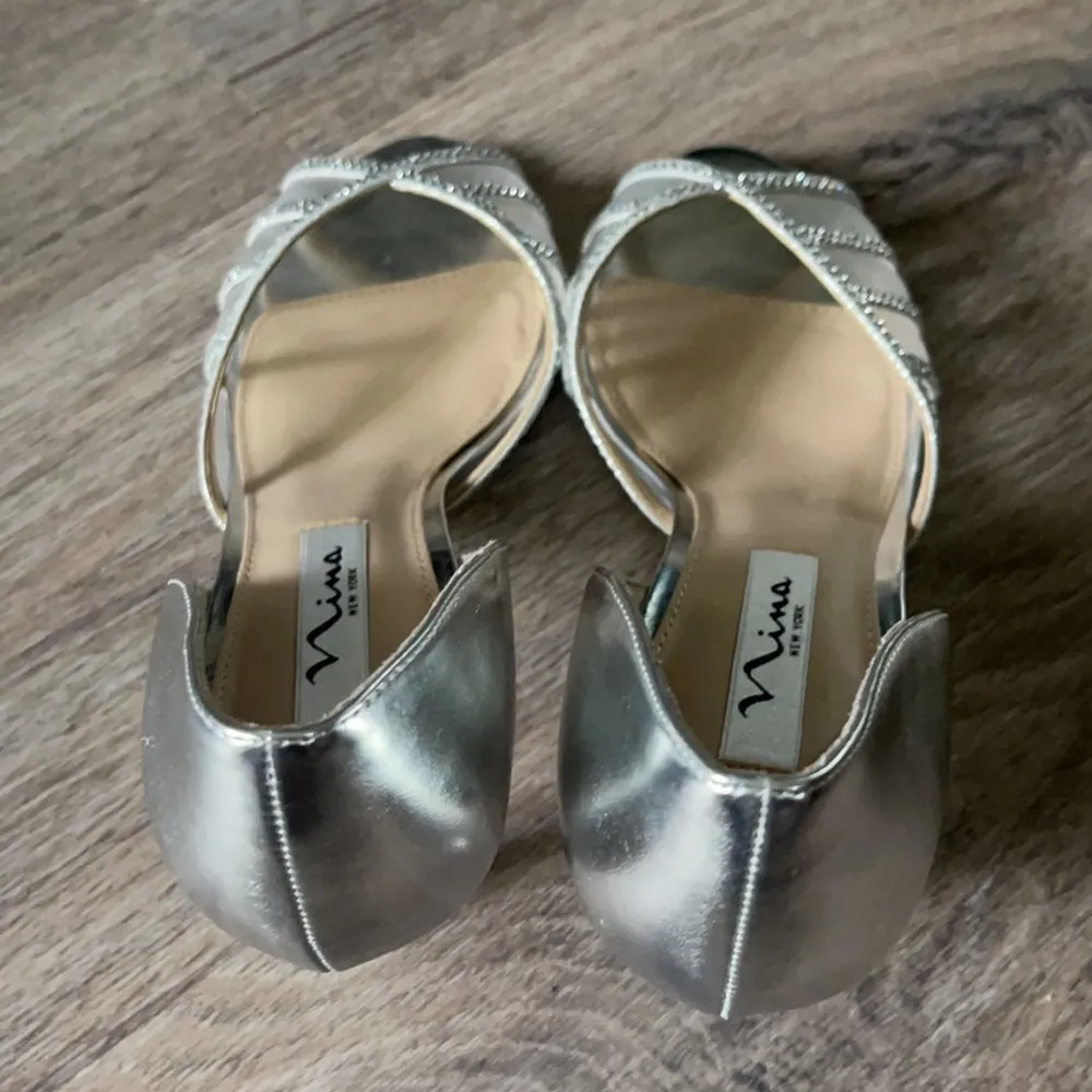 Nina NY Corita Silver Metallic Heels Size 8.5 Medium - Image 11