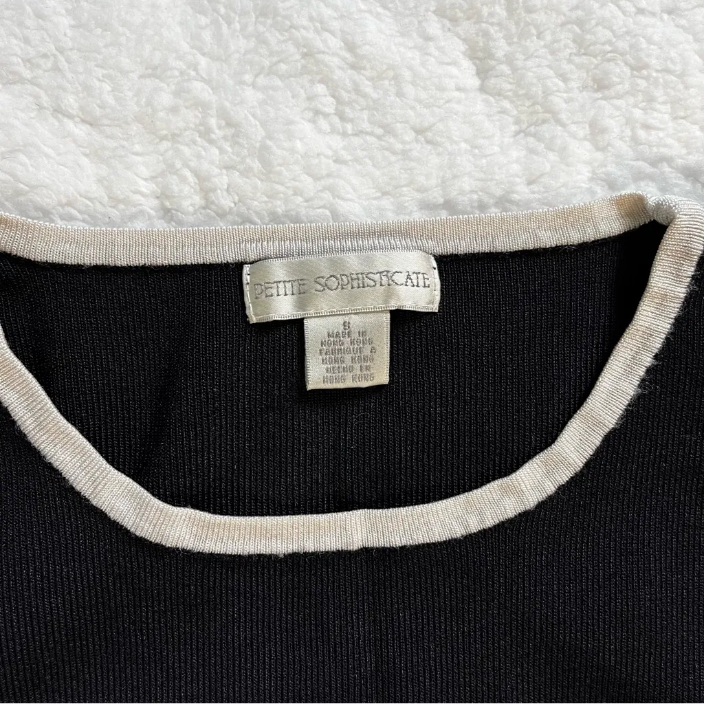 Petite Sophisticate Womens Tank Top Size S Black Round Neck Sleveeles Casual - Image 2