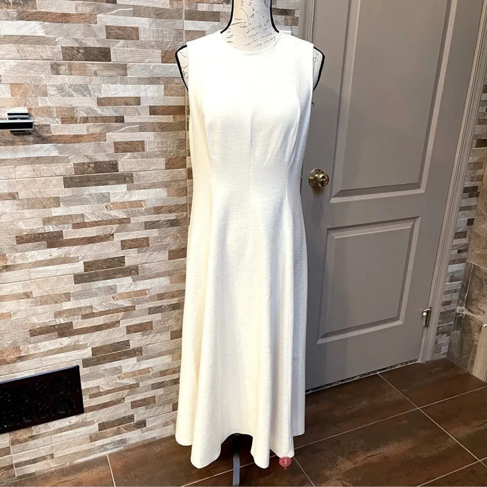 New VINCE Paneled Crew Neck Midi Sweater Vest Dress Sleeveless Fussy Cotton 10 - Image 4