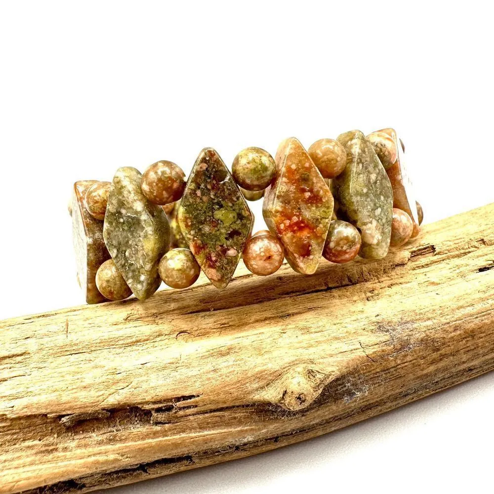 Polished Natural Autumn Jasper Stretch Bracelet - Image 3
