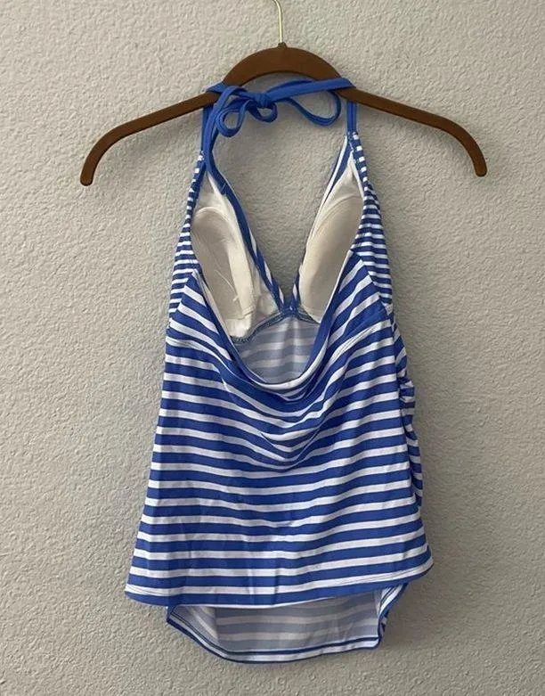 Liz Lange Maternity Tankini Top Blue & White Stripes NWOT - Image 2