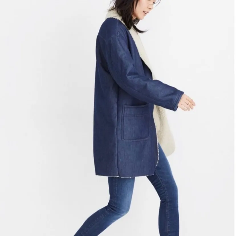 NWT  Madewell Sherpa-Bonded Denim Cocoon Coat - Image 6