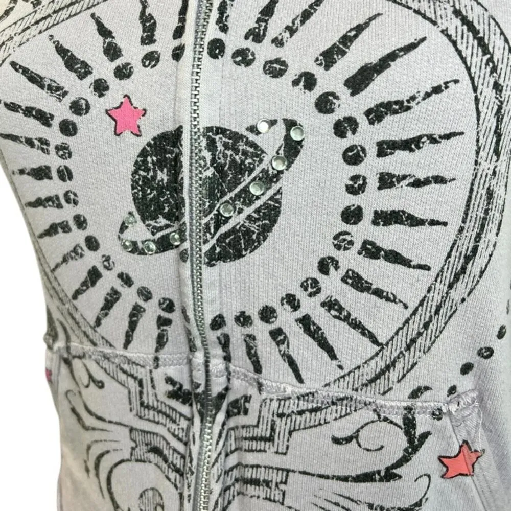 Y2K whimsigoth celestial cosmic purple zip up sweatshirt hoodie rhinestones - Image 3