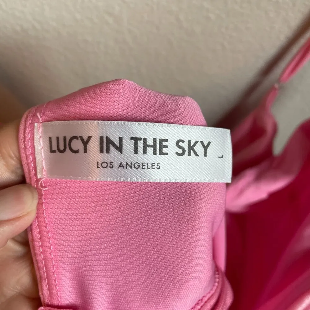Lucy in the Sky Dress Pink Large Shimmer Sleeveless Tie Back Mini Homecoming - Image 10