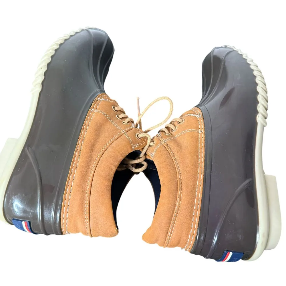Tommy Hilfiger Womens Duck Boots Size 7 Waterproof Lace Up‎ Brown Rain Boots - Image 7