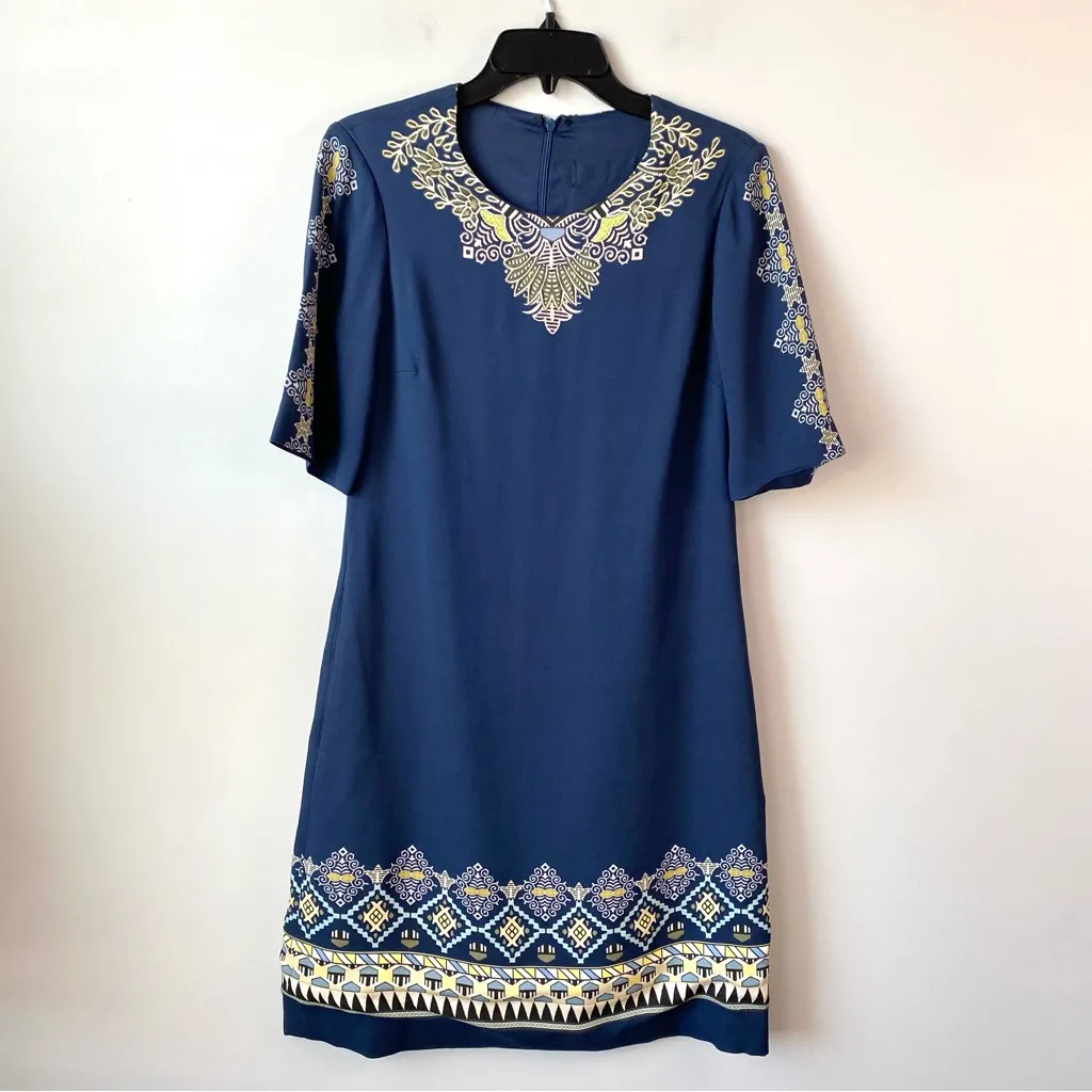 ETRO‎ Lucy Geometric Pattern Dress Navy Blue IT 36 US 0 - Image 4
