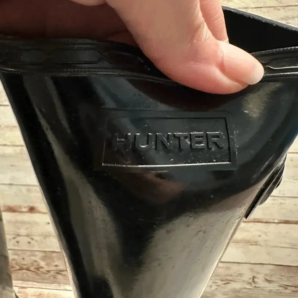 Hunter Original Gloss Tall Rain Boots Women’s Size 6 Black Galoshes - Image 8