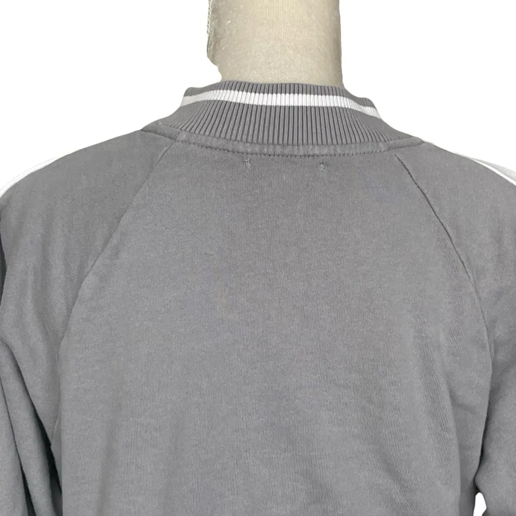 Forever 21 French Terry Striped Trim Cropped Jacket Women’s Size S Gray White - Image 5