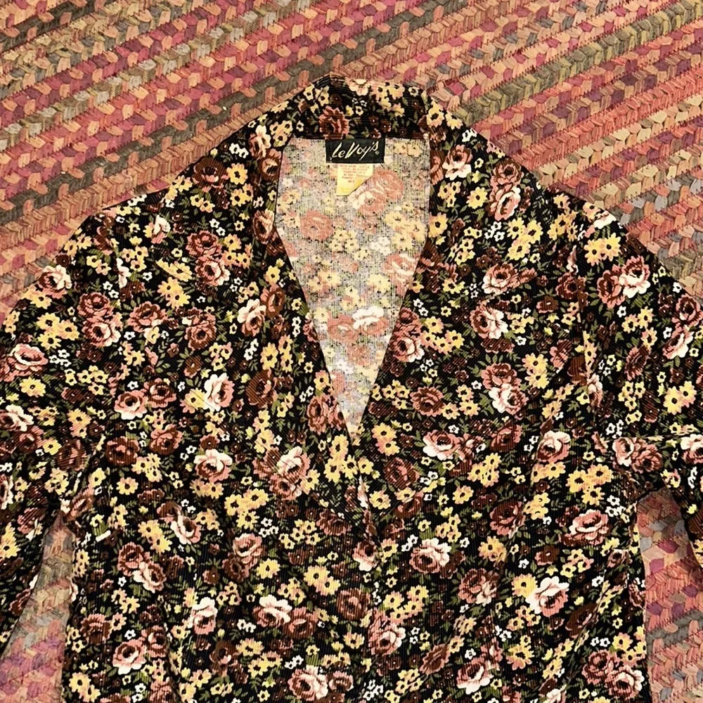 70s VINTAGE CORDUROY FLORAL BLAZER JACKET - Image 5