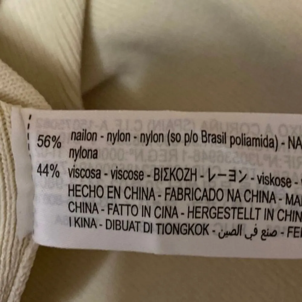 Zara Beige Tan Ribbed Knit Short Sleeve Square Neck T Shirt Bodysuit Top Size L - Image 4