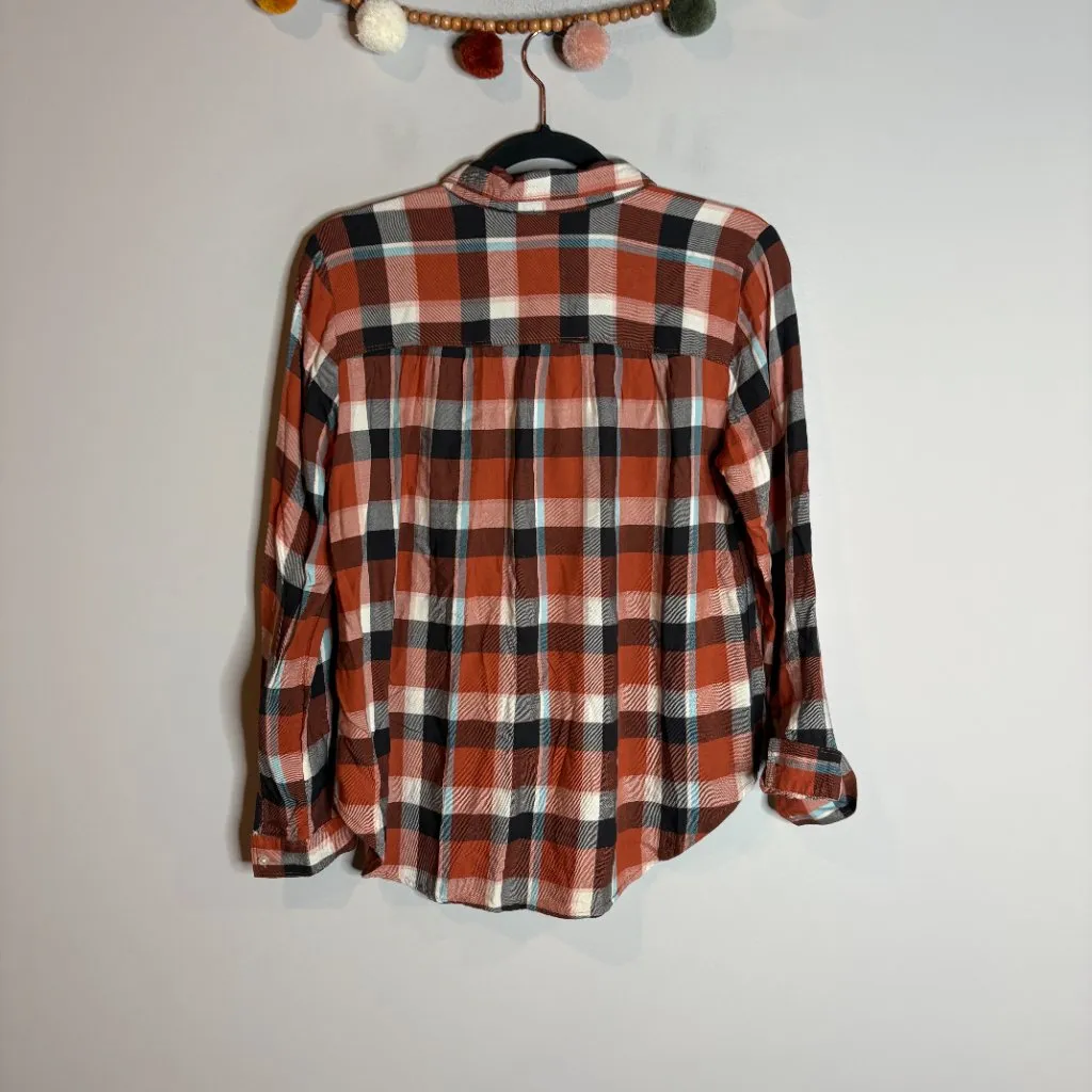 Loft plaid light flannel button down shirt - Image 5