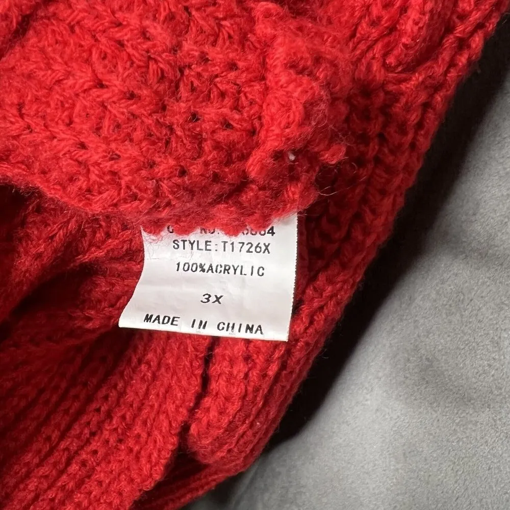 Womens‎ Red Sweater 3X Tunic Chunky Knit Dolman Sleeve - Image 6